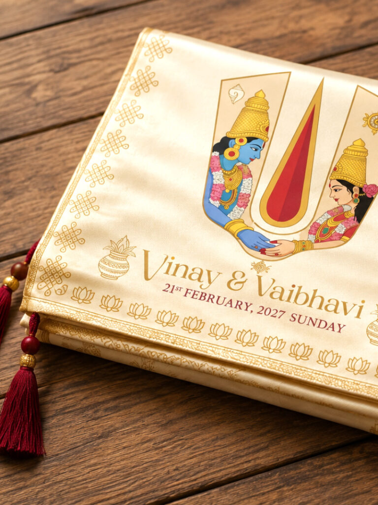 70×46" Traditional Shrinivasa Kalyana Antarpat – Satin Printed